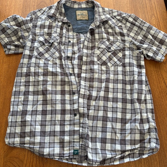 Men's Outdoor Life 2 Button down short sleeve shirts plaid sz L gray blue green - Picture 11 of 13